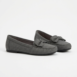 Grey H0206 women's moccasins, side view
